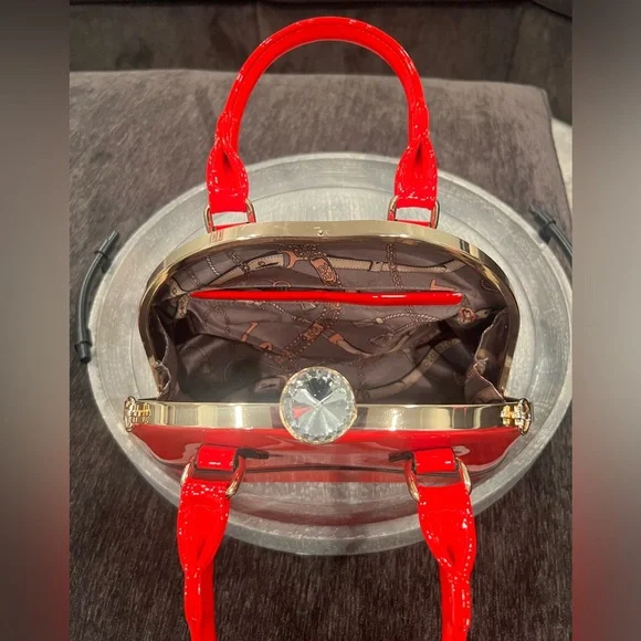 Women red fancy shoulder bag/10x7x5in - Picture 9 of 10